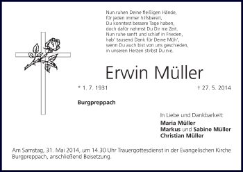 Anzeige von Erwin Müller von MGO