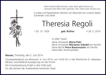 Anzeige von Theresia Regoli von MGO