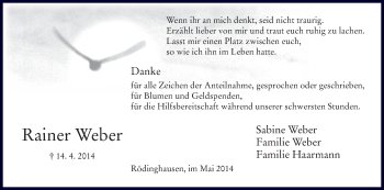 Anzeige von Rainer Weber von MGO