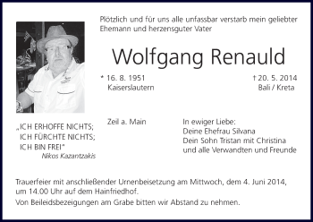 Anzeige von Wolfgang Renauld von MGO