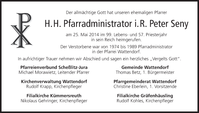  Traueranzeige für Thomas Betz vom 31.05.2014 aus MGO