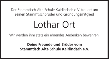 Anzeige von Lothar Ort von MGO