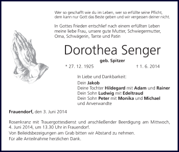 Anzeige von Dorothea Senger von MGO