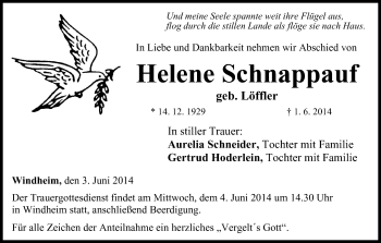 Anzeige von Helene Schnappauf von MGO