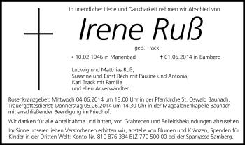 Anzeige von Irene Ruß von MGO