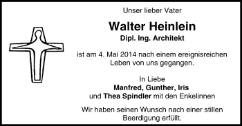 Anzeige von Walter Heinlein von MGO