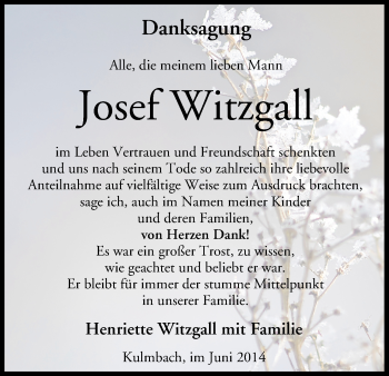 Anzeige von Josef Witzgall von MGO