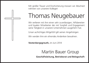 Anzeige von Thomas Neugebauer von MGO