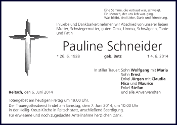 Anzeige von Pauline Schneider von MGO