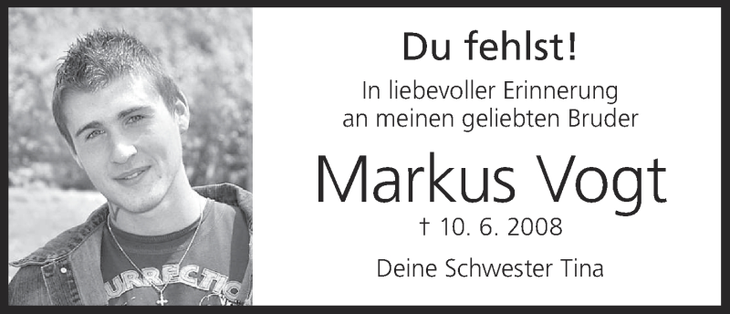  Traueranzeige für Markus Vogt vom 10.06.2014 aus MGO
