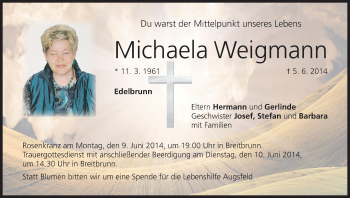 Anzeige von Michaela Weigmann von MGO