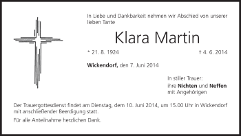 Anzeige von Klara Martin von MGO