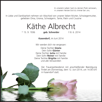 Anzeige von Käthe Albrecht von MGO