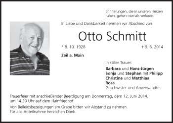 Anzeige von Otto Schmitt von MGO