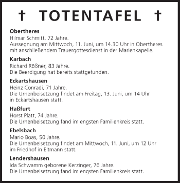 Anzeige von Totentafel vom 11.06.2014 von MGO