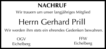 Anzeige von Gerhard Prill von MGO
