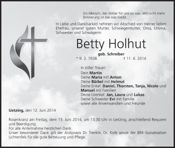 Anzeige von Betty Holhut von MGO