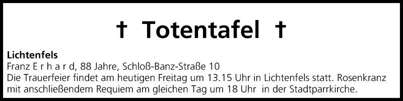  Traueranzeige für Totentafel 13.06.2014 vom 13.06.2014 aus MGO