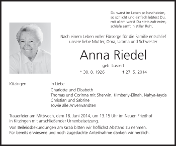 Anzeige von Anna Riedel von MGO