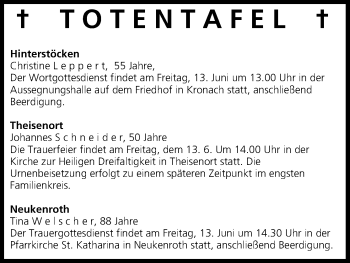 Anzeige von Totentafel 13.06.2014 von MGO
