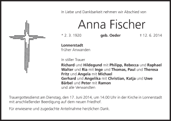 Anzeige von Anna Fischer von MGO