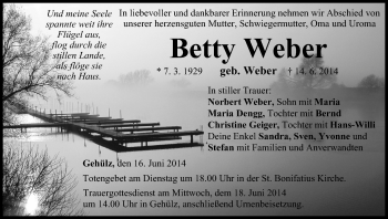 Anzeige von Betty Weber von MGO