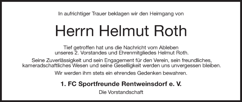  Traueranzeige für Helmut Roth vom 18.06.2014 aus MGO