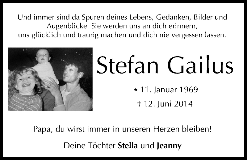  Traueranzeige für Stefan Gailus vom 17.06.2014 aus MGO