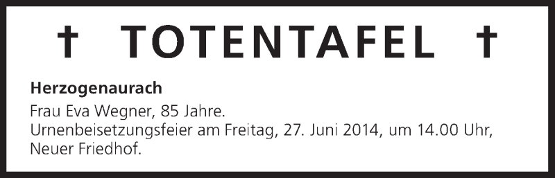  Traueranzeige für Totentafel vom 17.06.2014 vom 17.06.2014 aus MGO