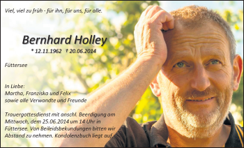 Anzeige von Bernhard Holley von MGO
