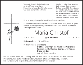 Anzeige von Maria Christof von MGO