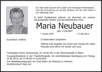 Anzeige von Maria Neubauer von MGO