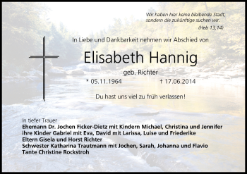 Anzeige von Elisabeth Hannig von MGO