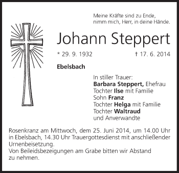 Anzeige von Johann Steppert von MGO