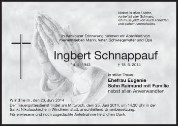 Anzeige von Ingbert Schnappauf von MGO