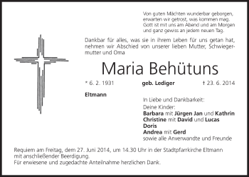 Anzeige von Maria Behütuns von MGO