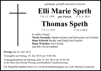 Anzeige von Elli Marie Speth von MGO