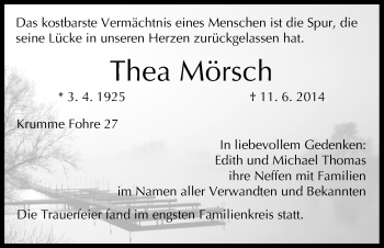 Anzeige von Thea Mörsch von MGO