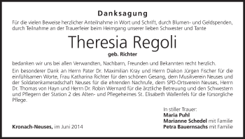 Anzeige von Theresia Regoli von MGO