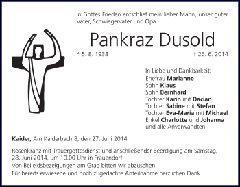Anzeige von Pankraz Dusold von MGO