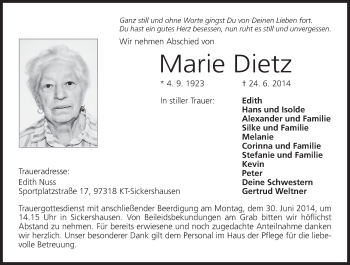 Anzeige von Marie Dietz von MGO
