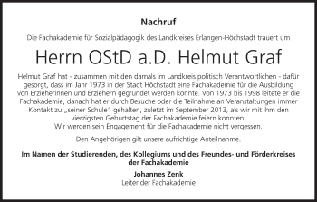 Anzeige von Helmut Graf von MGO