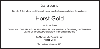 Anzeige von Horst Gold von MGO
