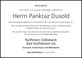 Anzeige von Pankraz Dusold von MGO