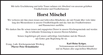 Anzeige von Horst Möschel von MGO