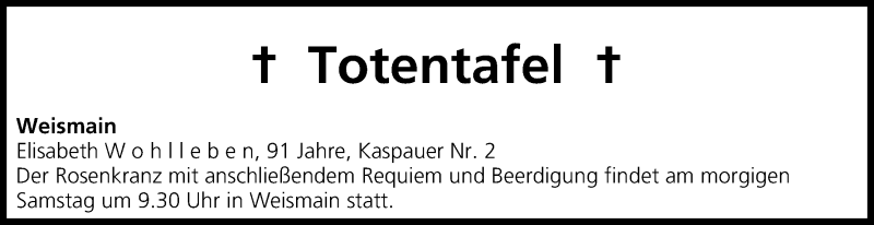  Traueranzeige für Totentafel vom 28.06.2014 vom 28.06.2014 aus MGO