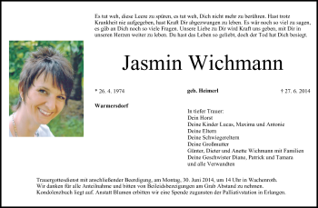 Anzeige von Jasmin Wichmann von MGO