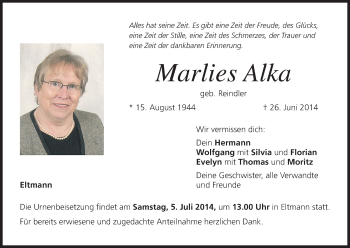 Anzeige von Marlies Alka von MGO