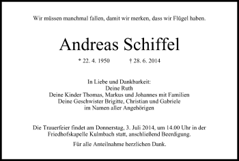 Anzeige von Andreas Schiffel von MGO