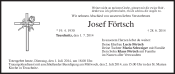Anzeige von Josef Förtsch von MGO